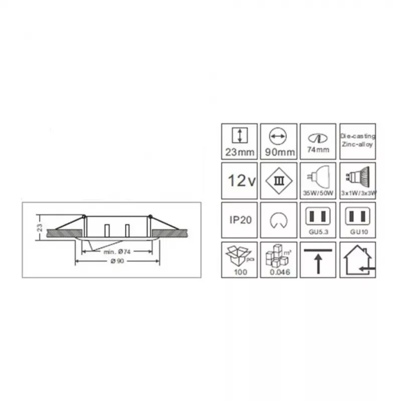 Synergy 21 LED Retrofit GU10 / GX5,3 Deckeneinbausatz D04-White