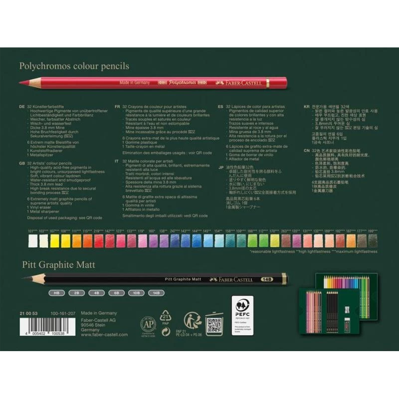 Oil-based pencil Faber-Castell Polychromos & Pitt Graphite Matt Set 38 pc Multicolour