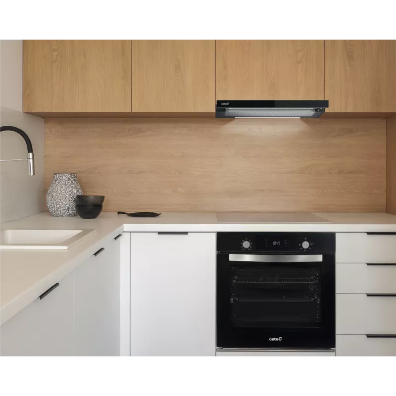 Semi built-in (pull out) range hood CATA TFH 6830 GBK — 600 mm, 600 m³/h, Black, Touch control
