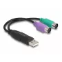 DeLOCK USB to PS/2 Adapter 0.17m 2x 6-p Mini-DIN USB A
