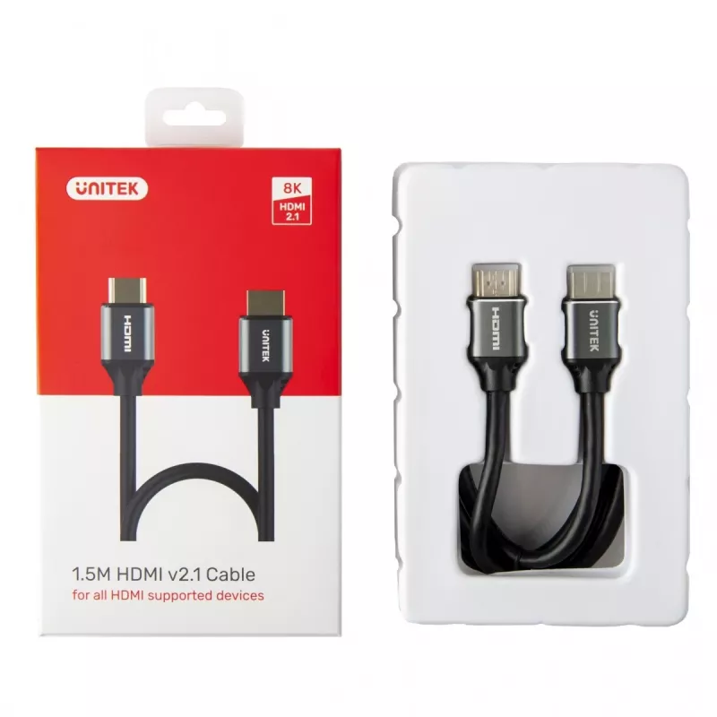 HDMI cable Unitek 8K HDMI 2.1 Ultra Speed 3 m, Type A male–male, 48 Gbit/s, 60 Hz, black