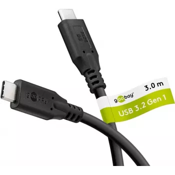 Goobay USB-C -Cable USB 3.2 60 W 5 Gbit/s Power Delivery 3 m - -Plug> (74729)