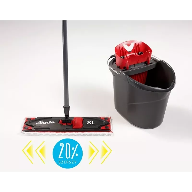 VILEDA mop Ultramax XL Box — washable microfiber 360° rotating head, foldable, for hard floors
