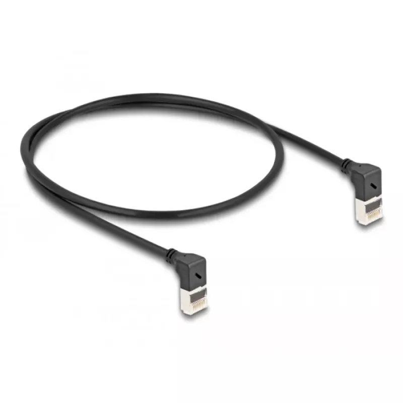 Network Cable DeLOCK RJ45 Cat.6A S/FTP Slim 90° Upwards 0.5m Black