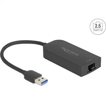 DeLOCK 66045 Cable Gender Changer USB 5 Gbps Type-A 2.5 Gigabit LAN RJ45 Black