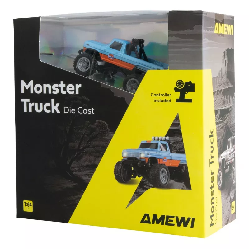 Radio-controlled Amewi Monster Truck DieCast 1:64 RTR, blue/orange