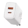 Wall charger Baseus Compact 1x USB-A + 1x USB-C 3A, compact travel adapter