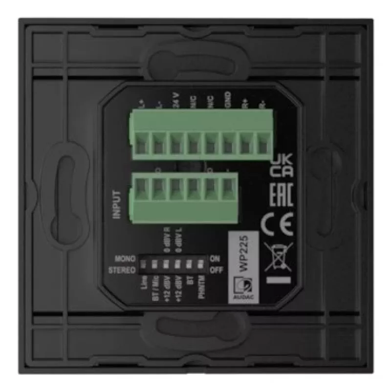 AUDAC WP225/B Wall Panel, XLR mic + 3.5 mm jack, Bluetooth, black