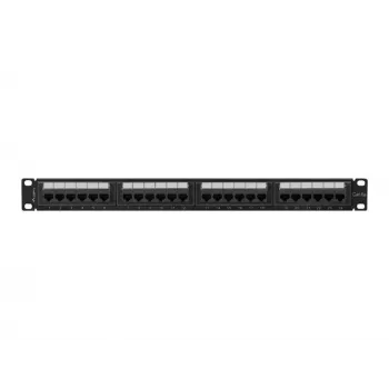 Patch panel 1U LANBERG PPUA-1024-B, 24 ports, Cat6a, U/UTP, 1U rack, depth 102 mm, metal, black