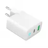 Alimentator Retea 220V GEMBIRD, Universal, 1 X USB Type-C D 20W, 1 X USB-a 3.0 QC 18W, Indicator LED, White