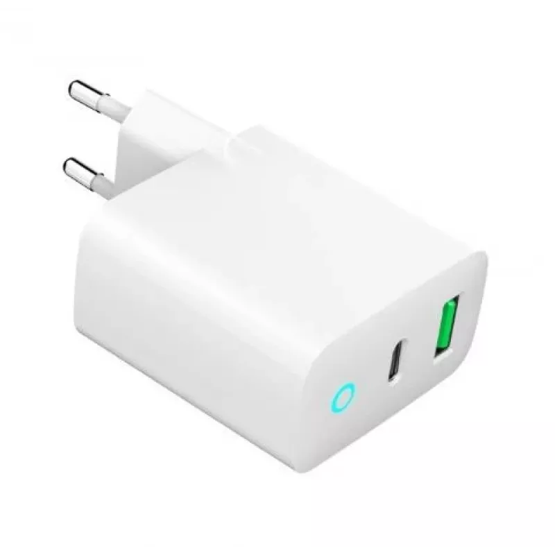 Alimentator Retea 220V GEMBIRD, Universal, 1 X USB Type-C D 20W, 1 X USB-a 3.0 QC 18W, Indicator LED, White