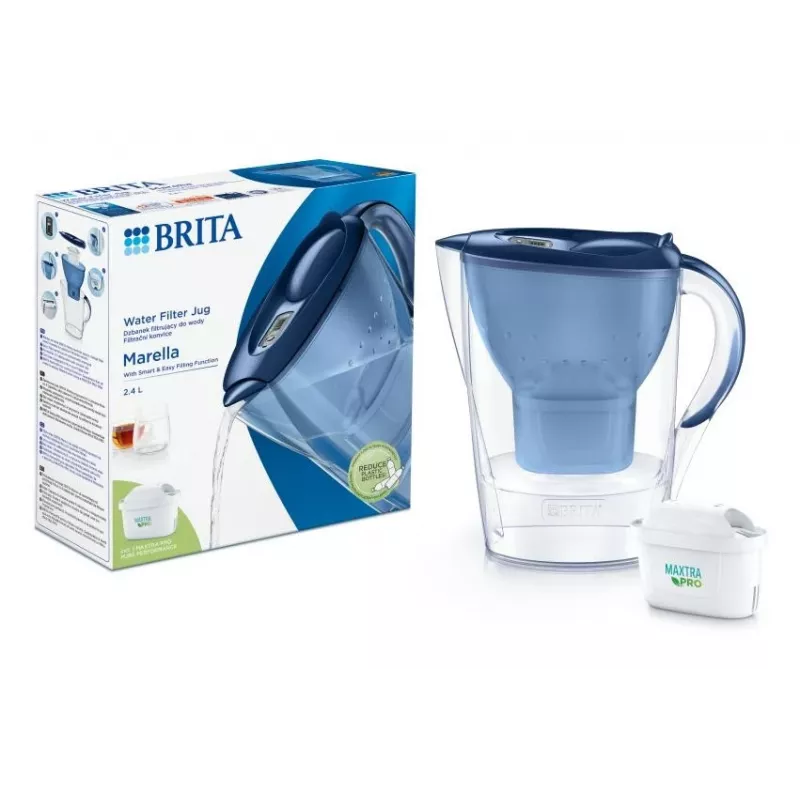 Water filter jug BRITA Marella Maxtra Pro 2.4 L, Maxtra Pro replaceable cartridge, blue