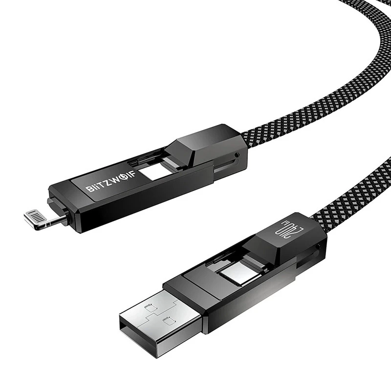 4-in-1 cable BlitzWolf BW-HDC7 — USB-C, Lightning, USB-A, Micro-USB 1.2m 240W black