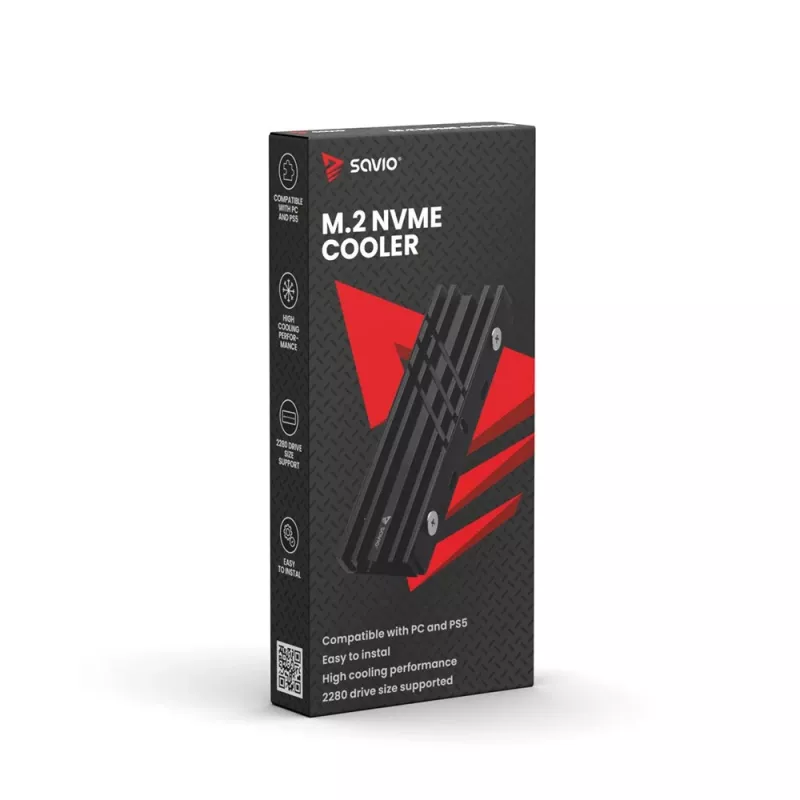 Air cooler SAVIO M.2 NVMe 2280 AK-60 Black heatsink for 22x80 mm SSD
