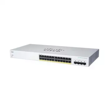 Managed L2 Gigabit PoE Switch Cisco CBS220-24FP-4G — 24x Gigabit RJ-45, PoE, 56 Gbps, MAC 8192, rack-mount