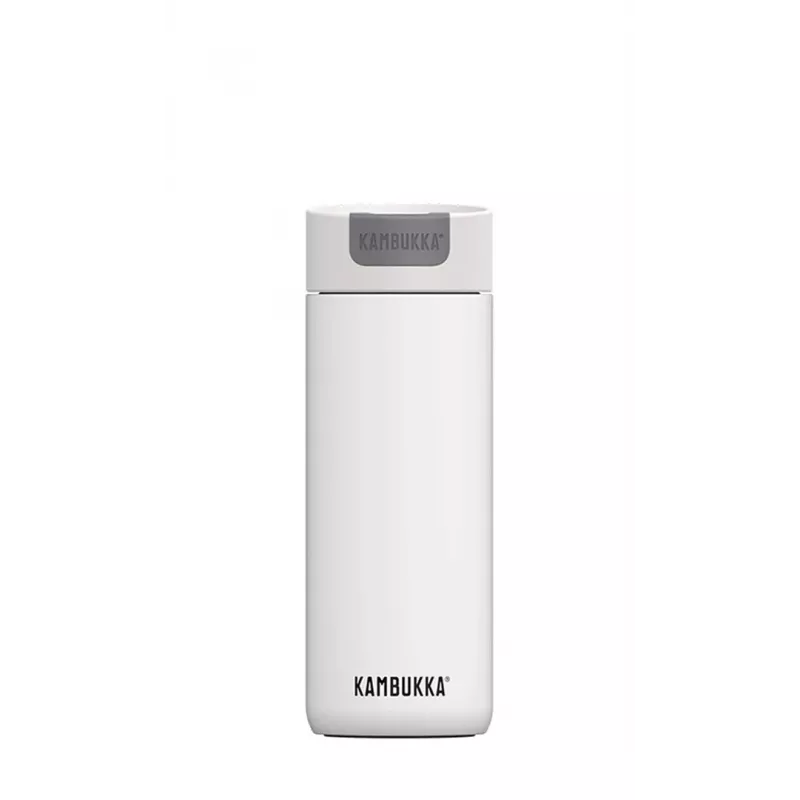 Thermal mug Kambukka Olympus 500 ml — 18/10 stainless steel, vacuum insulated, splash‑proof, non-slip base, white