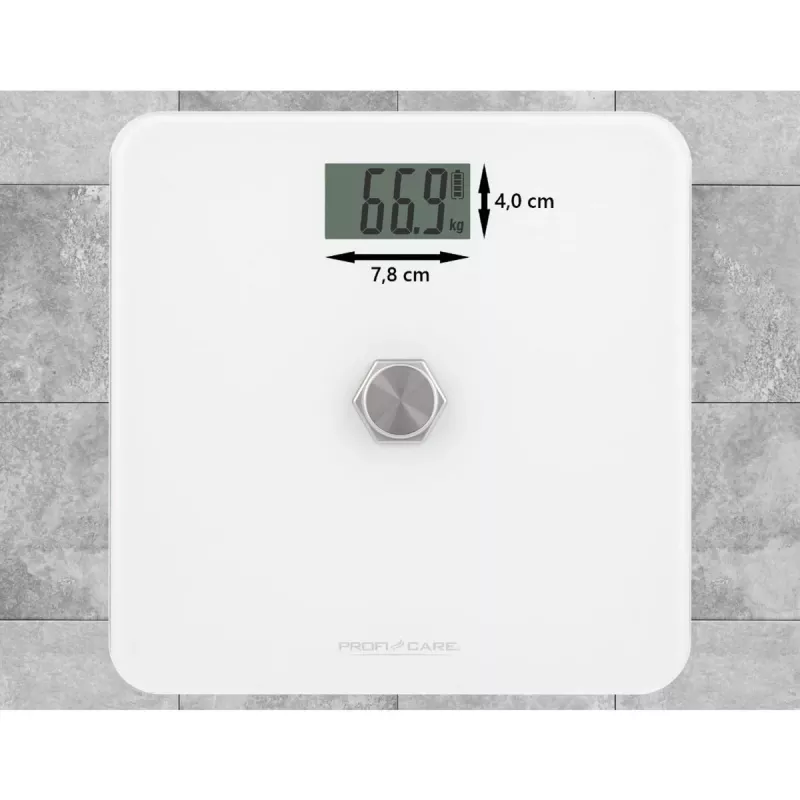 Electronic personal scale Profi-Care PC-PW 3112 — 180 kg capacity, 100 g accuracy, 310×310×44 mm, LCD display