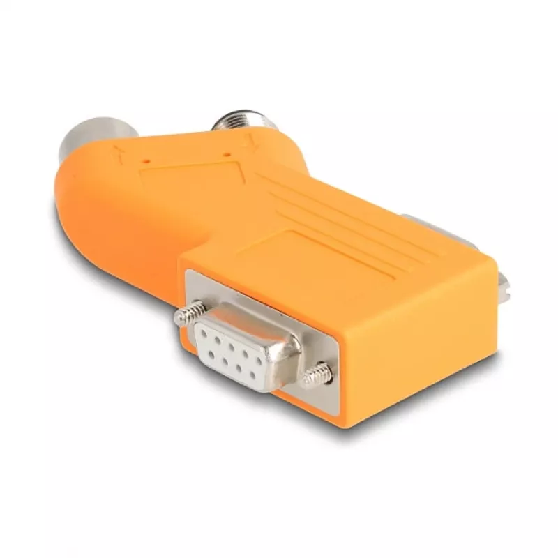 DELOCK CAN bus splitter D-Sub 9 (male/female) to M12 5-pin A-coded (male/female) 35° orange