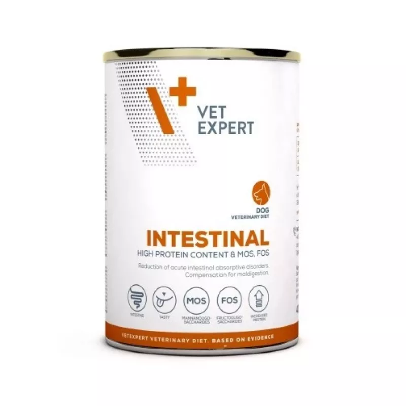 Wet dog food VETEXPERT Veterinary Diet Intestinal 400 g, poultry, grain‑free, for recovery after digestive surgery