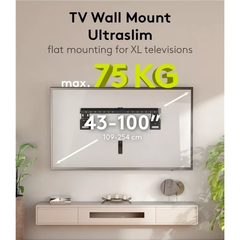 Fixed TV wall mount WENTRONIC Goobay Ultraslim 70822 XL Black for flat screens