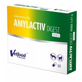 Digestive enzymes Vetfood AMYLACTIV DIGEST MINI – dietary supplement, 30 capsules for cats and dogs