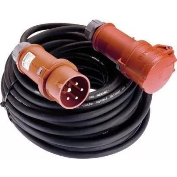 AS Schwabe power extension cable [ CEE-Plug - CEE Coupling] 16 A Black 25.00 m 61015 (61015)