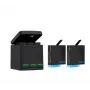 Three-channel charger Telesin GP-BNC-801 for GoPro Hero5/6/7/8 with charging slot for 2 batteries
