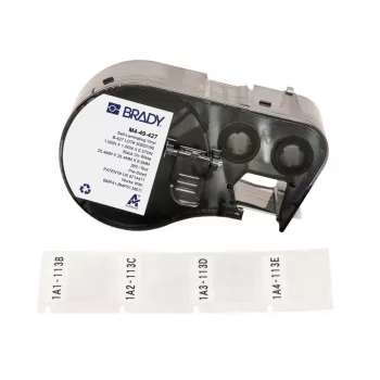Brady, M4-49-427, selbstlaminierendes Vinyl, White/Transparent, 25.40 x 9.53(25.40) mm, permanent, for Cable Diameter of 2.70 - 5.10 mm (260 E.) (170750)