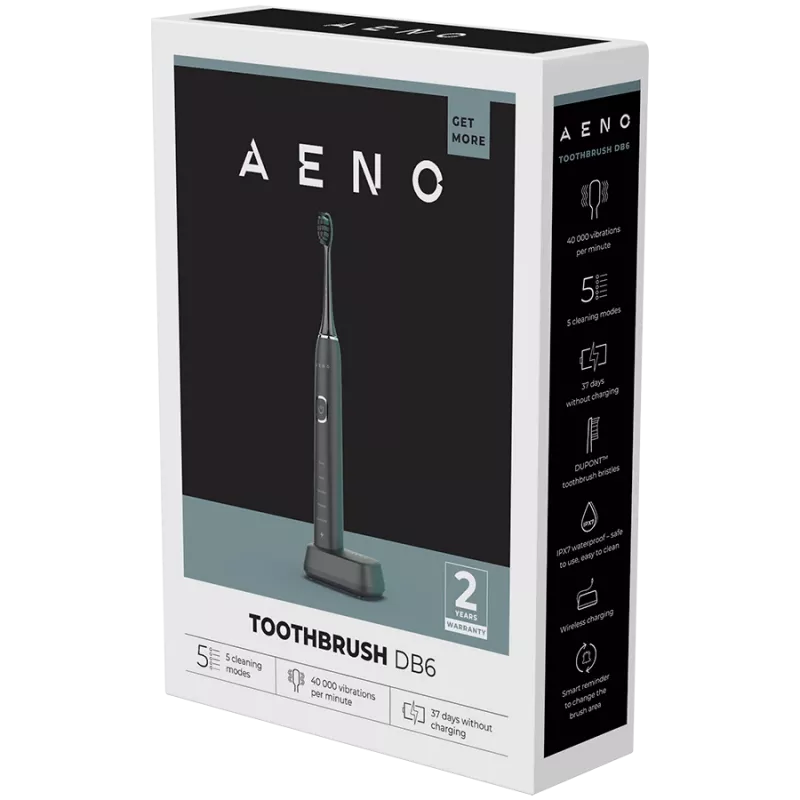 AENO Sonic Electric Toothbrush DB6: Black, 5 modes, wireless charging, 46000rpm, 40 days without charging, IPX7