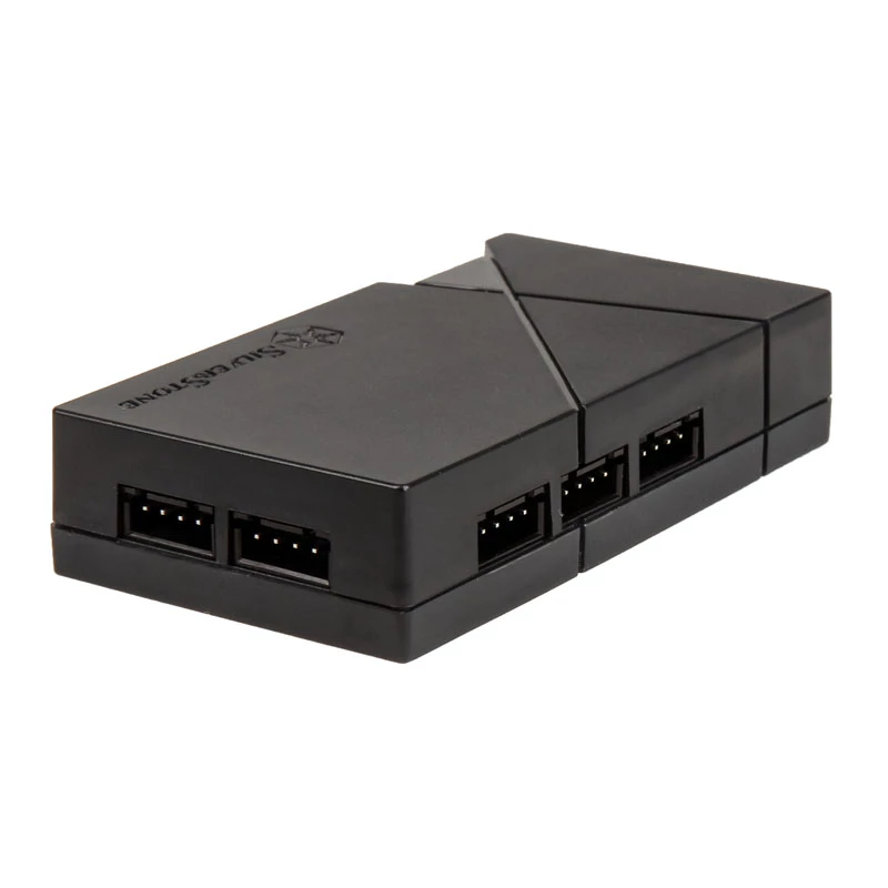 Fan speed controller SilverStone LSB01 — 3-channel manual controller, black, plastic housing, 46×19 mm