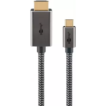 Goobay USB-C -to-HDMI -Braided Cable 4K a 60 Hz 1 m black Silver - -Plug> (75699)