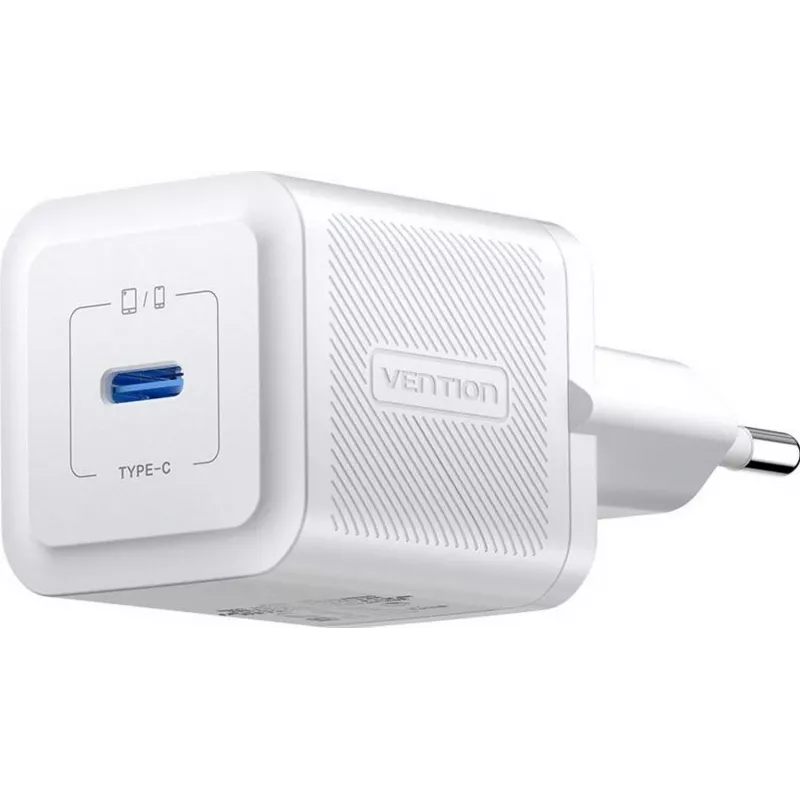 Vention mobile charger FEPW0-EU — 20W USB-C AC indoor charger for smartphone, tablet, smartwatch, headphones, white