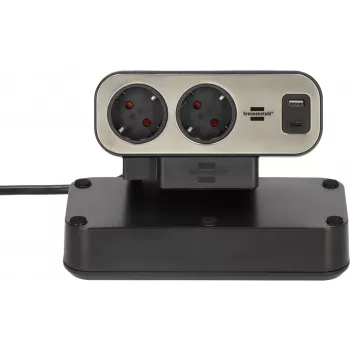 Power Extension Brennenstuhl 1153580210 2m 9 AC Outlets Indoor Black Silver