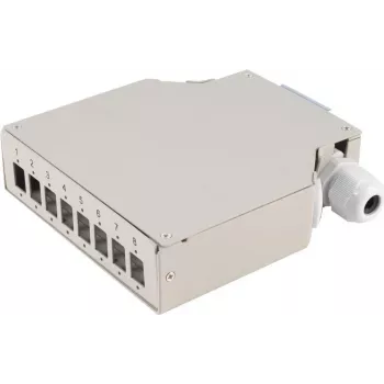 Fiber Optic Distribution Box ShiverPeaks 07-65011 — 8-Port Metal DIN Rail, Grey