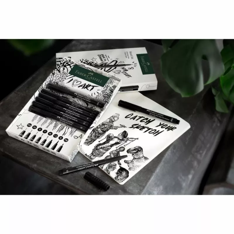 Faber-Castell 267102 fineliner Multi Black 8 pc(s) Round Point