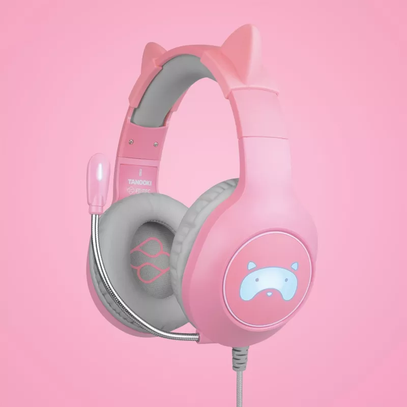 FR-TEC Tanooki Headphones Wired Headband Gaming Grey - Pink (FT2021)