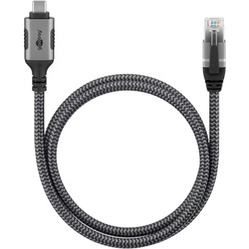 Goobay 70753 USB-C to RJ45 Ethernet CAT 6 Cable for Stable Wired Internet Connection with Router/Modem/Network Switch/Replaces USB to RJ45 Adapter / 1