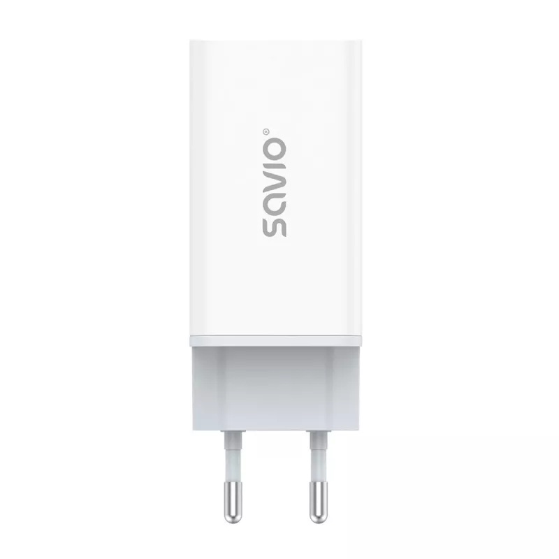 SAVIO LA-07 GaN 65W mains charger, USB, QC4.0+, PD 3.0, White