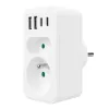 Power splitter MACLEAN MCE249 F/W — 2x mains sockets (16A + 6A) and 4x USB (2x A, 2x C PD 20W)