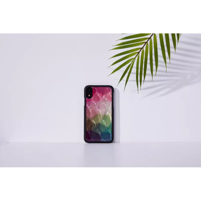 Smartphone case iKins for iPhone XR — water flower design, black