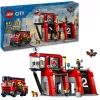 Construction Toy LEGO City Fire Station with Turntable Ladder Vehicle 60414 — 843 pieces, 5 minifigures, 220×320×140 mm