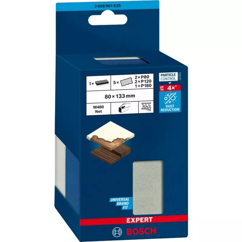 Sanding Net Bosch 2608901635 dust reduction for wood and drywall, hook-and-loop compatible, coarse grit not specified