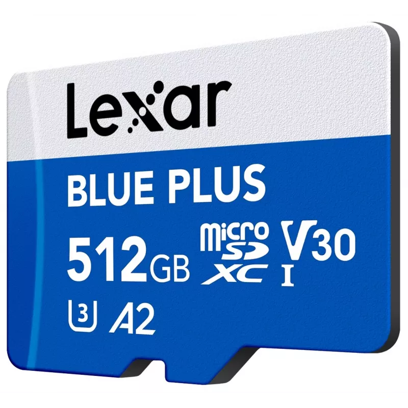 MicroSDXC memory card Lexar BLUE PLUS 512 GB, UHS‑I, Read 170 MB/s, U3/V30