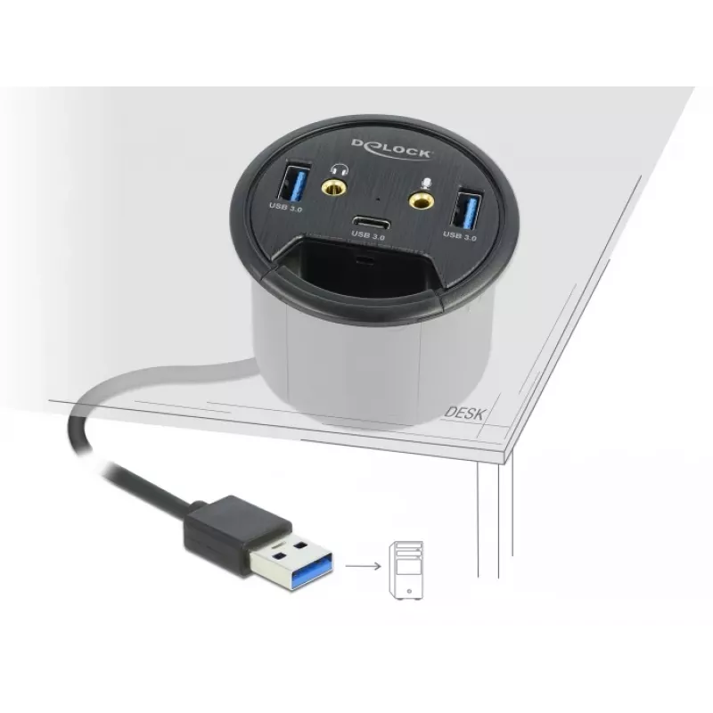 In-Desk Hub USB DeLOCK 3 Port 62794