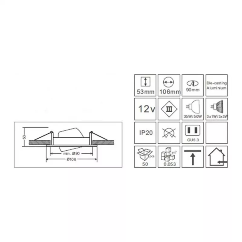 Synergy 21 LED Retrofit GU10 / GX5 - 3 recessed ceiling kit D05-silver