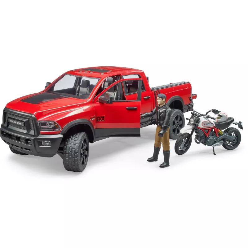 Dodge RAM 2500 Power Wagon with trailer and motorcycle Ducati 02502 BRUDER