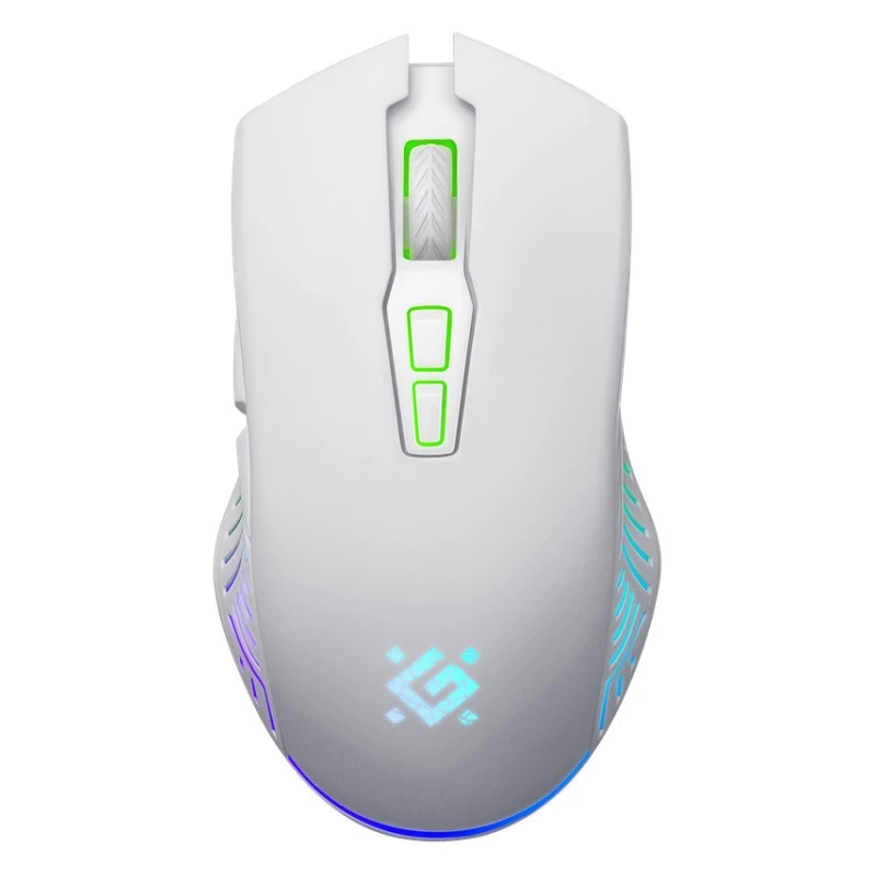 Wireless gaming mouse DEFENDER Pandora White — ambidextrous, 3200 DPI, 6 buttons, programmable, optical, USB
