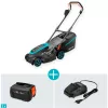 Battery-Lawn Mower PowerMax 37/36V P4A Ready-To-Use Set, 36Volt (2x18V) (black/Grey, 2x Li-Ion Battery 4,0Ah, POWER FOR ALL ALLIANCE)