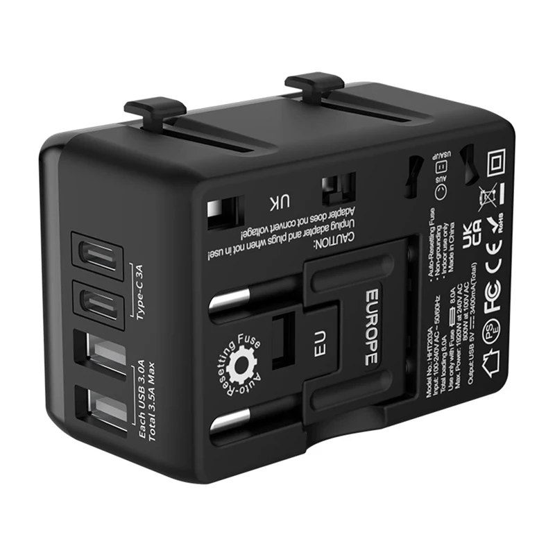 Travel adapter BlitzWolf BW-TA1 4-in-1 with 2× USB PD 20W ports