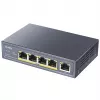 Network switch Cudy GS1005P — 5-port Gigabit Ethernet with 4 PoE ports, 60W total, metal housing, rack mountable